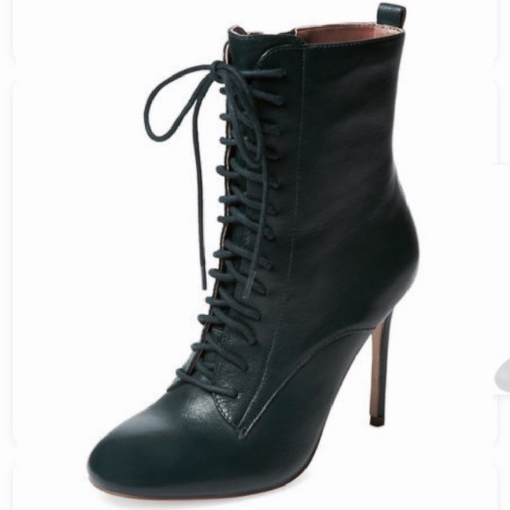 Renvy Vania Leather Laceup Stiletto Ankle Boots 8